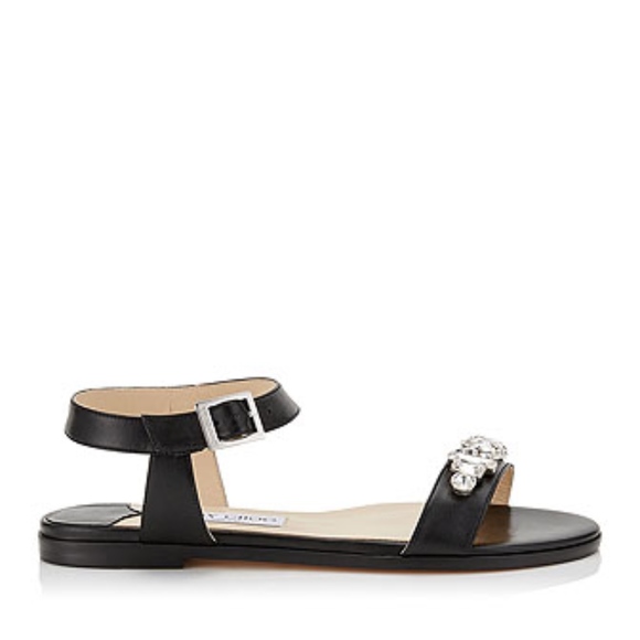 Jimmy Choo Onpa City Flat with Jewel Black Sandals - Picture 2 of 6
